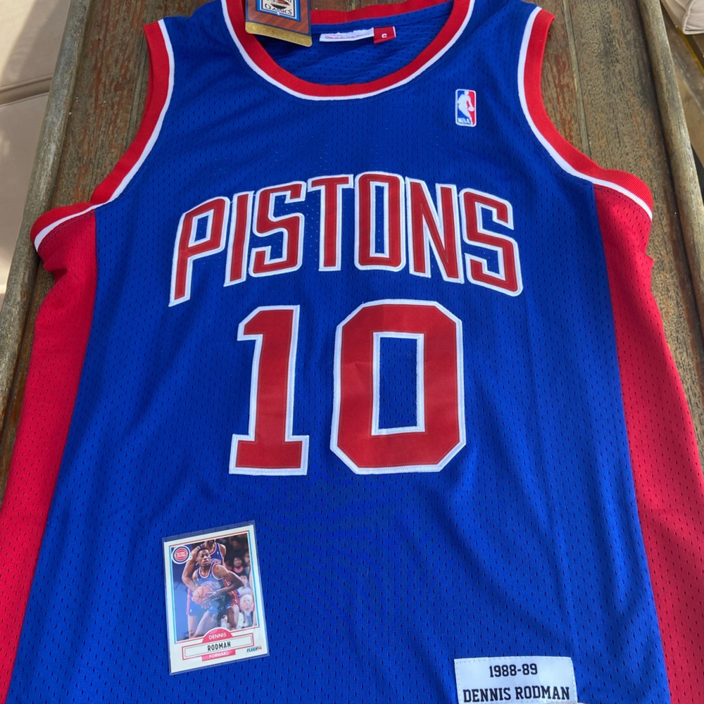 NWT Pistons Rodman Jersey and Sports Card Set